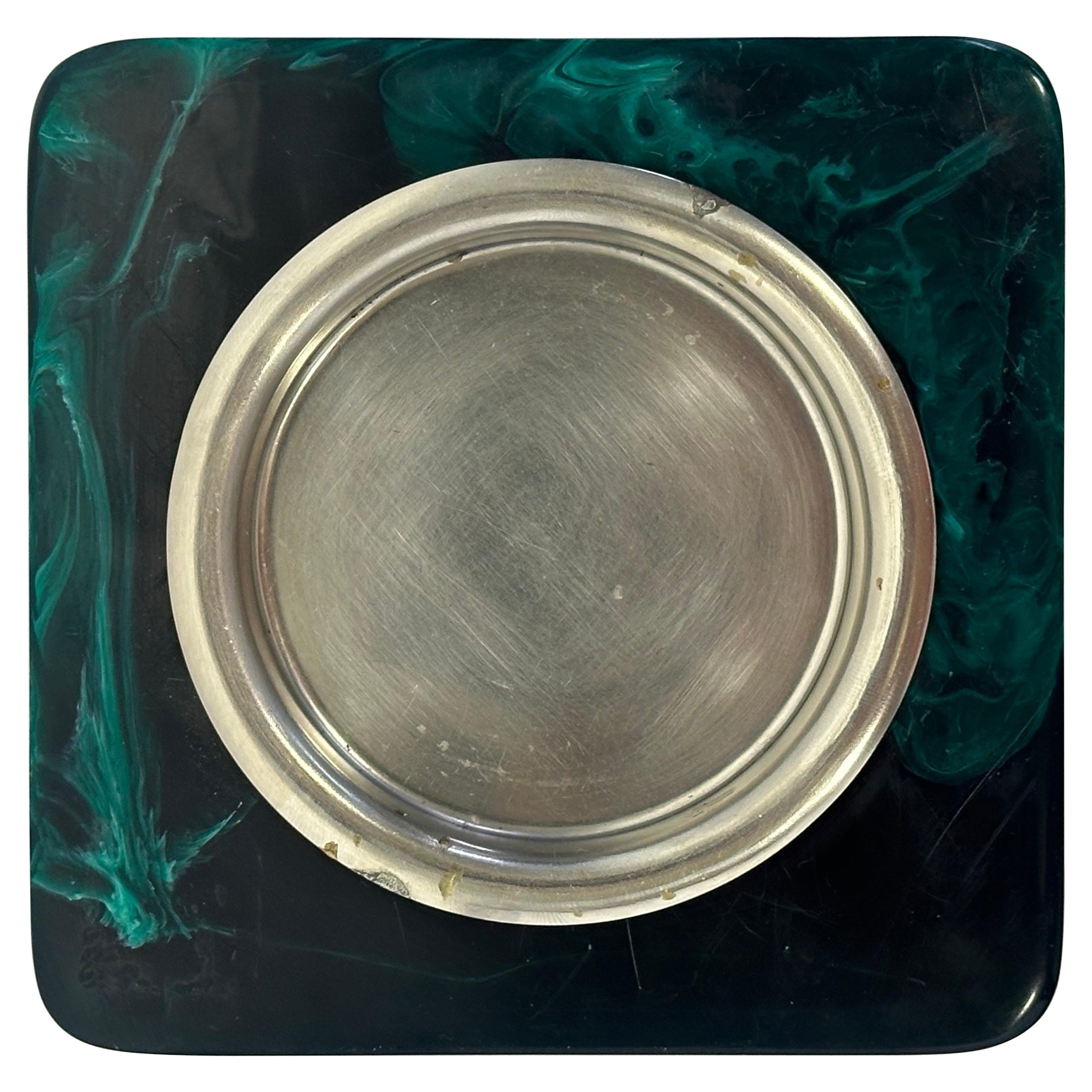Brazilian Modern Faux Malachite Resin Tray or Catchall, 1960s For Sale