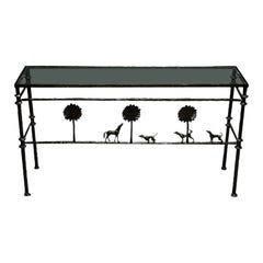 Giacometti Style, Mid-Century Modern, Console Table, Horse, Dog, Tree Motif