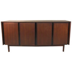 Mid-Century Modern Walnut Four-Door Credenza Manner of Florence Knoll