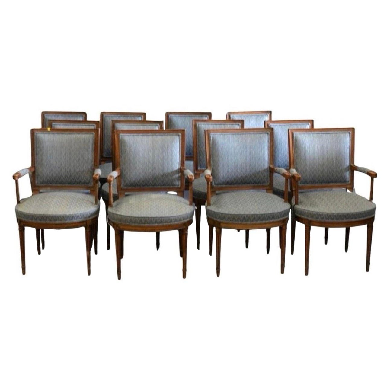 French Louis XVI Directore Dining Chairs Set of Twelve 12 For Sale