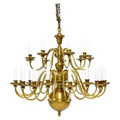 Early 20th Century Large Two Tier Colonial Style Brass Chandelier