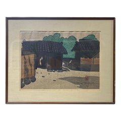 Kiyoshi Saito, signierter japanischer Holzschnitt mit Ikarugano-Sato Horyu-Ji Nara A