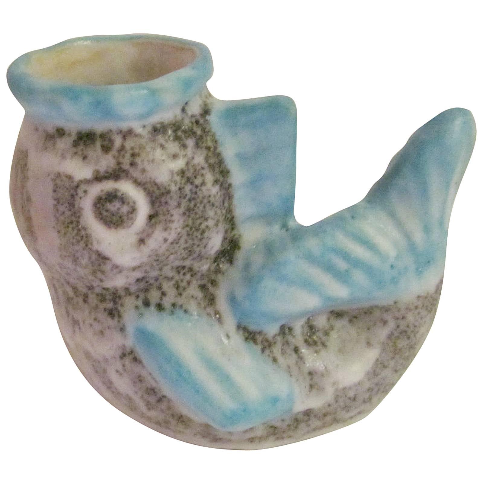 Sculptural Pottery Fish Vase by C.A.S., circa 1950s For Sale