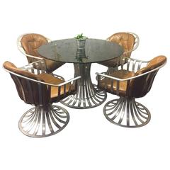 Russell Woodard Dining Set Table and Four Chairs Aluminium