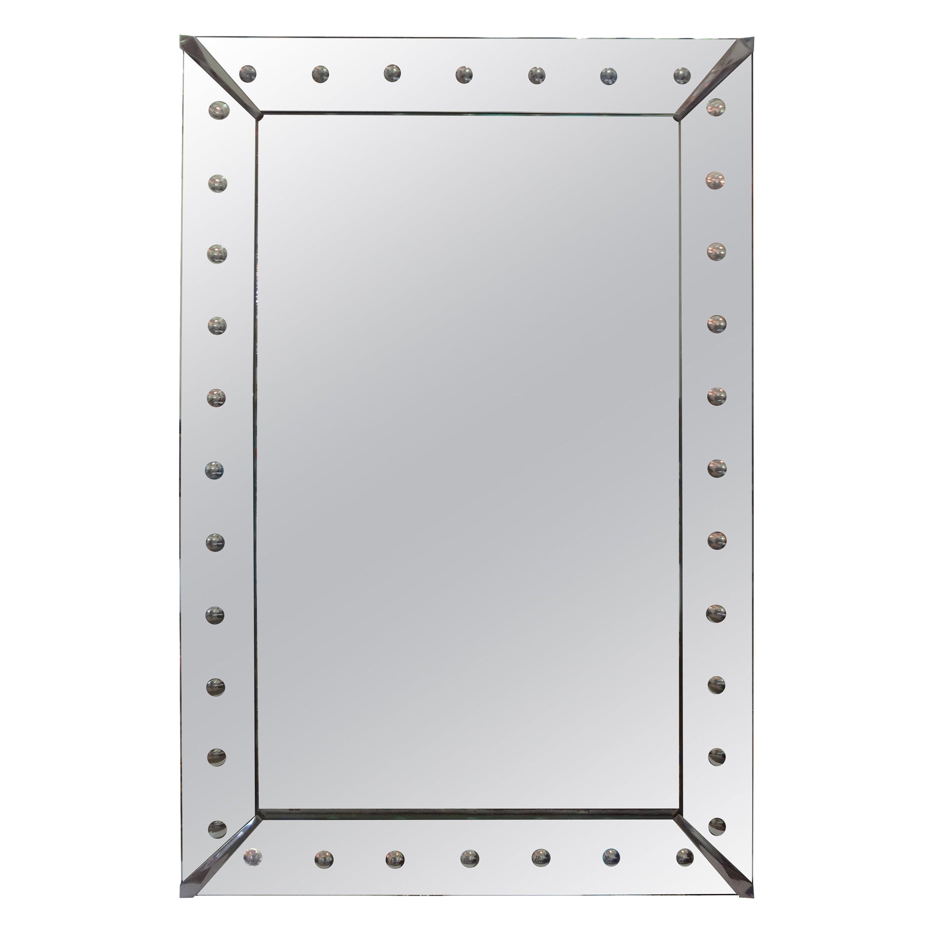 Large Art Deco Etched Bullseye Venetian Style Mirror