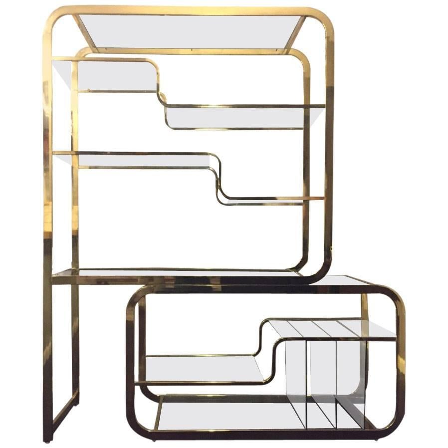 Brass Milo Baughman for DIA Expandable Etagere Design Institute of America