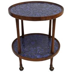 Martz Two-Tier Table or Bar Cart in Blue Ceramic