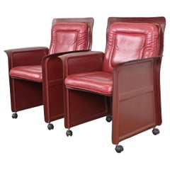 Guido Faleschini for I4 Mariani Postmodern Burgundy Italian Leather Armchairs