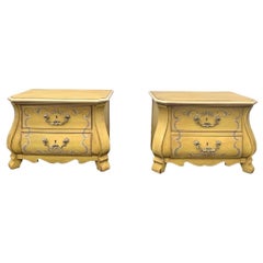 1960s Vintage Drexel French Bombay Mustard Yellow Nightstand a Pair