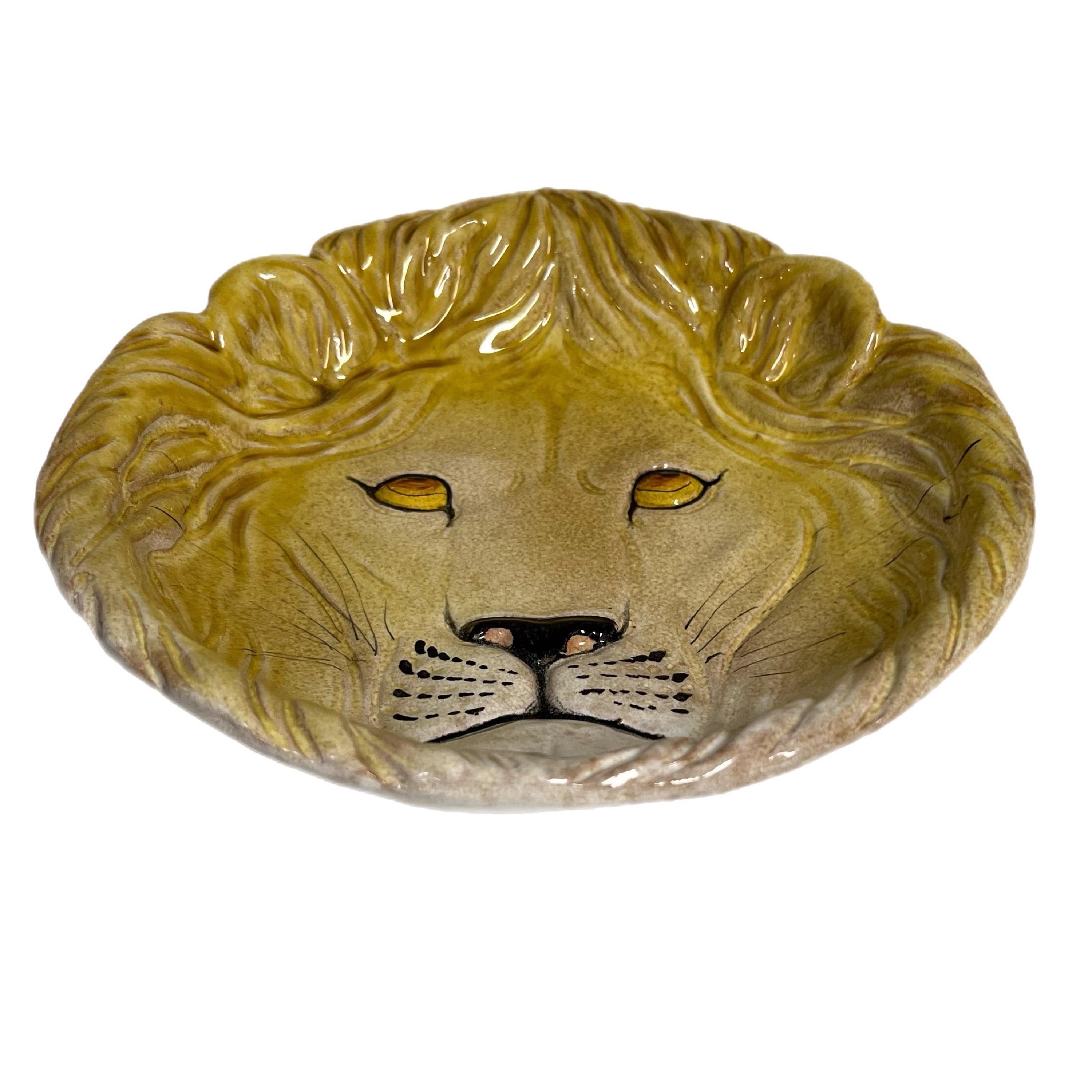 Vintage Italian Lion Head Wall Plate For Sale