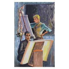 1950s Art Students in Studio Painting