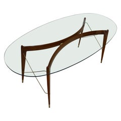 1950's Ico Parisi Attributed Sculptural Cherrywood And Brass Dining Table