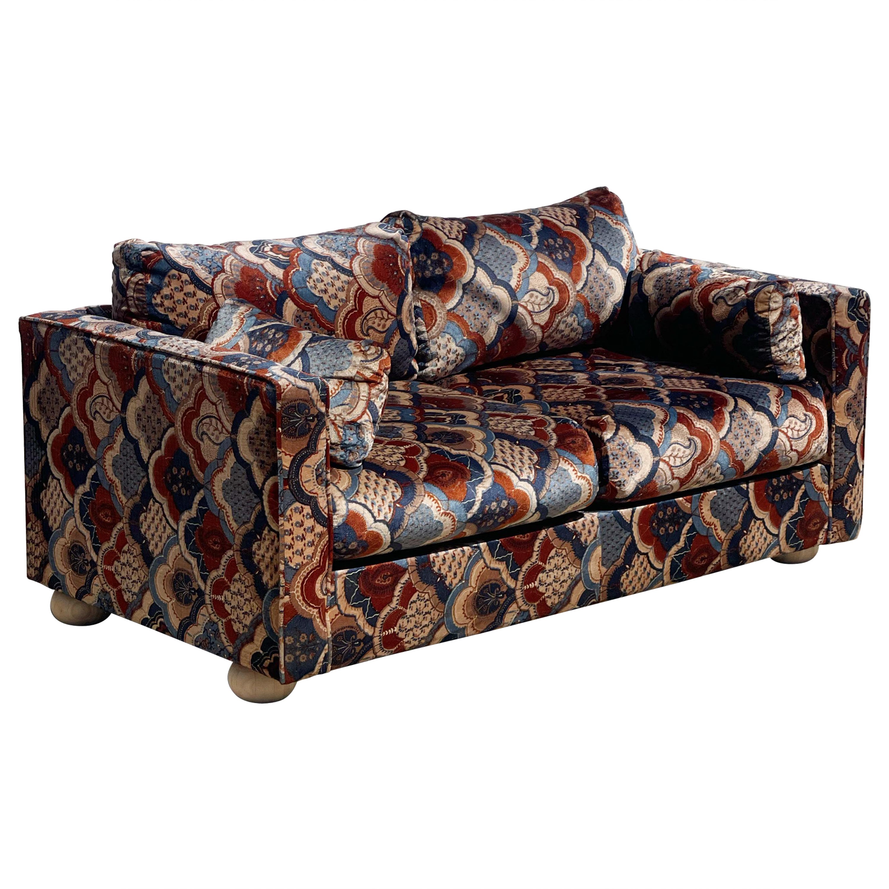 Vintage 1970s Paisley Love Seat Sofa For Sale