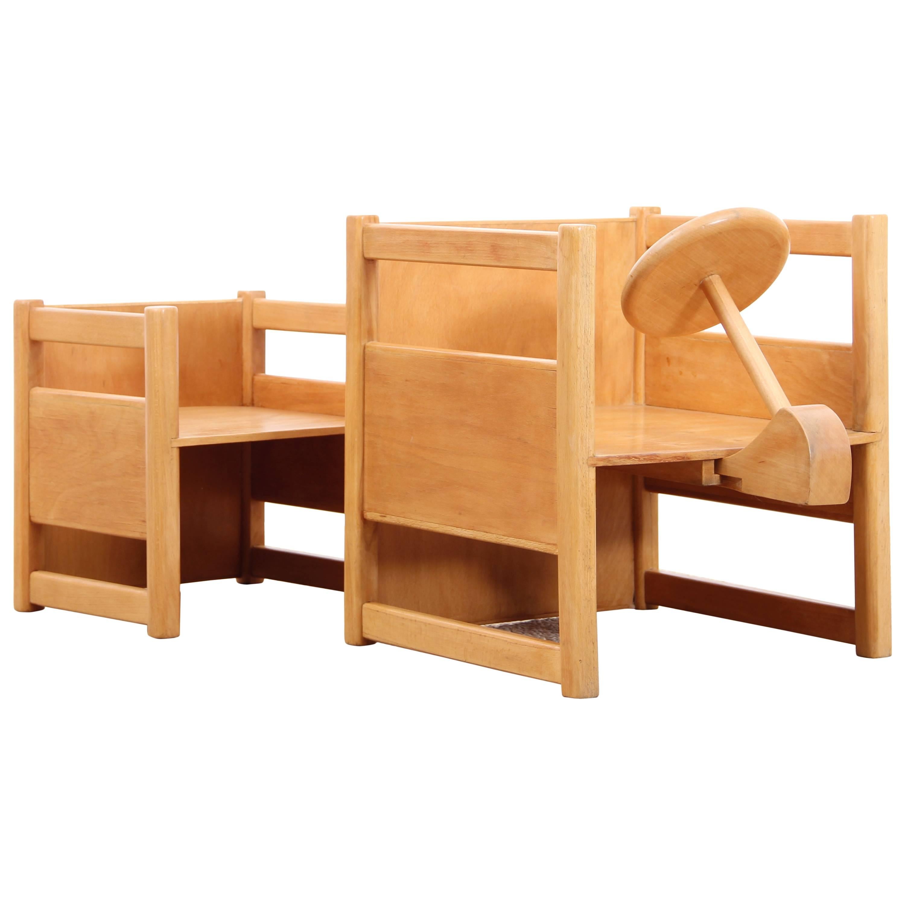 Scandinavian Reversable Table and Chair for Children, Designed by Kay Bojesen