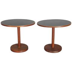 Pair of Danish Teak with Laminate Round Side Tables