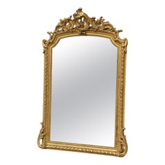 Spiegel im Louis XV-Stil aus goldenem Stuckholz CIRCA 1880