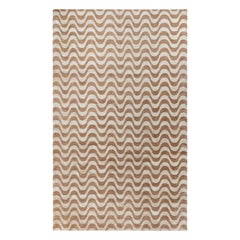 Zeitgenössischer handgefertigter Teppich aus Wolle und Seide mit Goldwellen-Design von Doris Leslie Blau