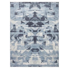 Modern Braque Abstract Geometric Blue and Gray Wool Rug by Doris Leslie Blau