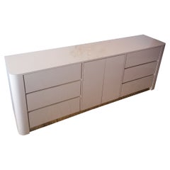 Postmodern Retro 1980s American pale blush pink & gold sideboard with drawers