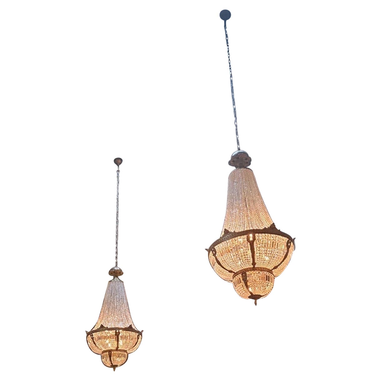 Huge, 5ft tall, French antique empire chandeliers (pair available)  For Sale