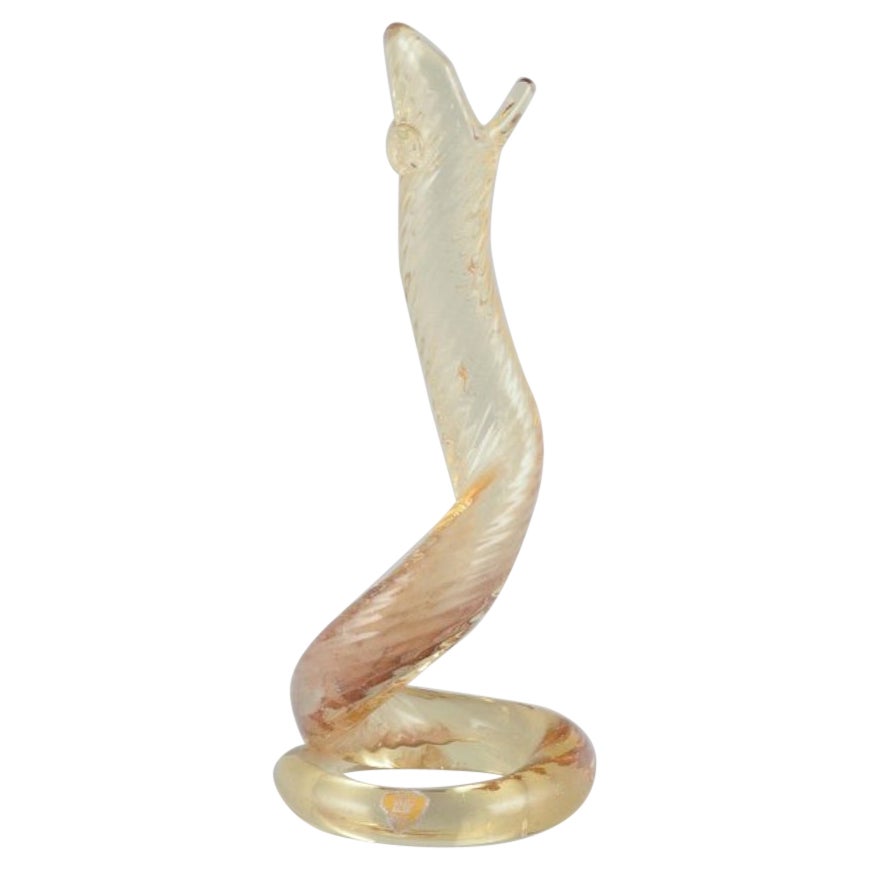 Trelleborgs Glasbruk, Sweden. Art glass sculpture. Cobra snake. 1970s For Sale