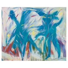 Sergej Podrez. composition abstraite « Play in the Snow » Huile sur toile.