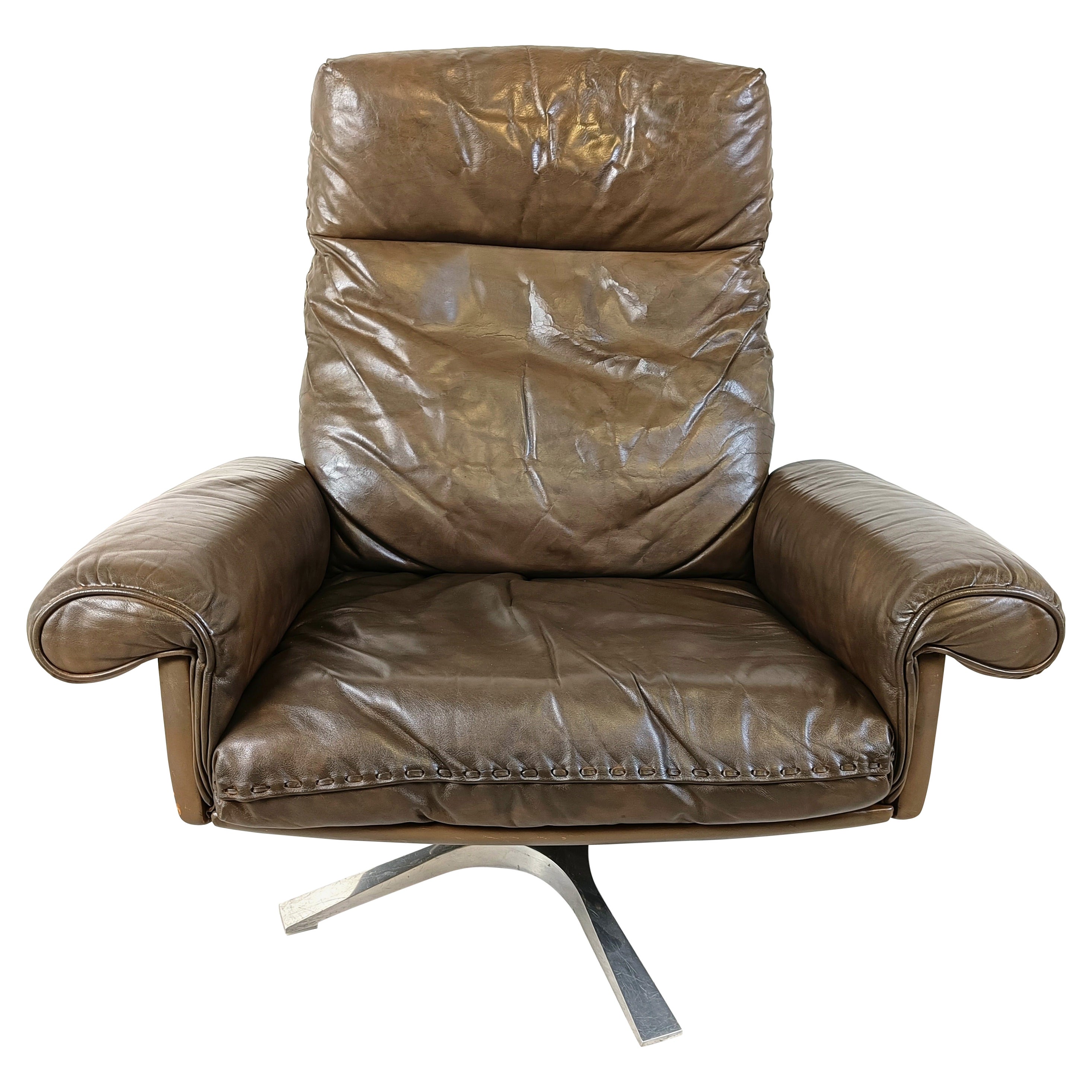 De sede DS31 high  back armchair in brown leather, 1970s