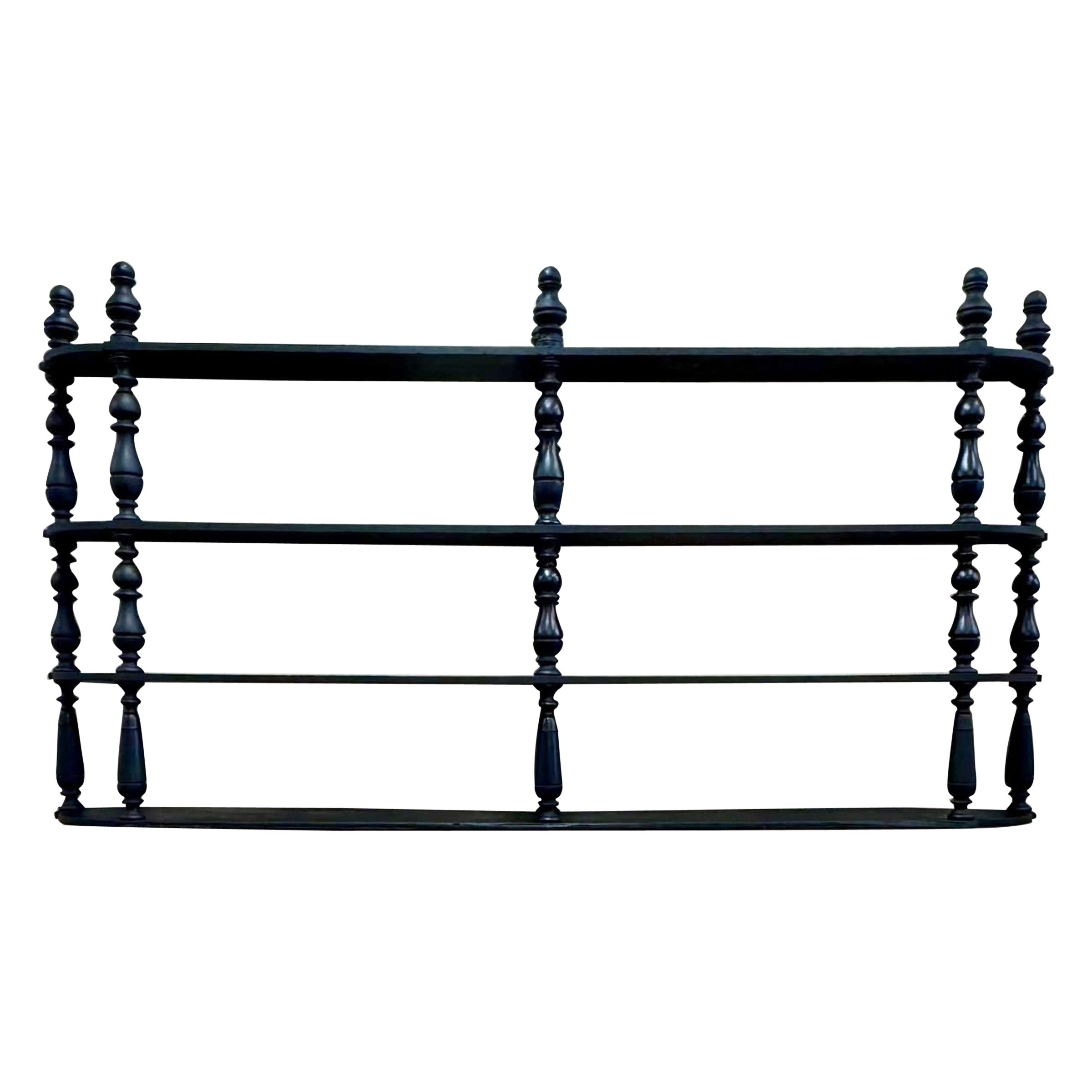 19th Century French Ebonised Bobbin Wall Shelves For Sale