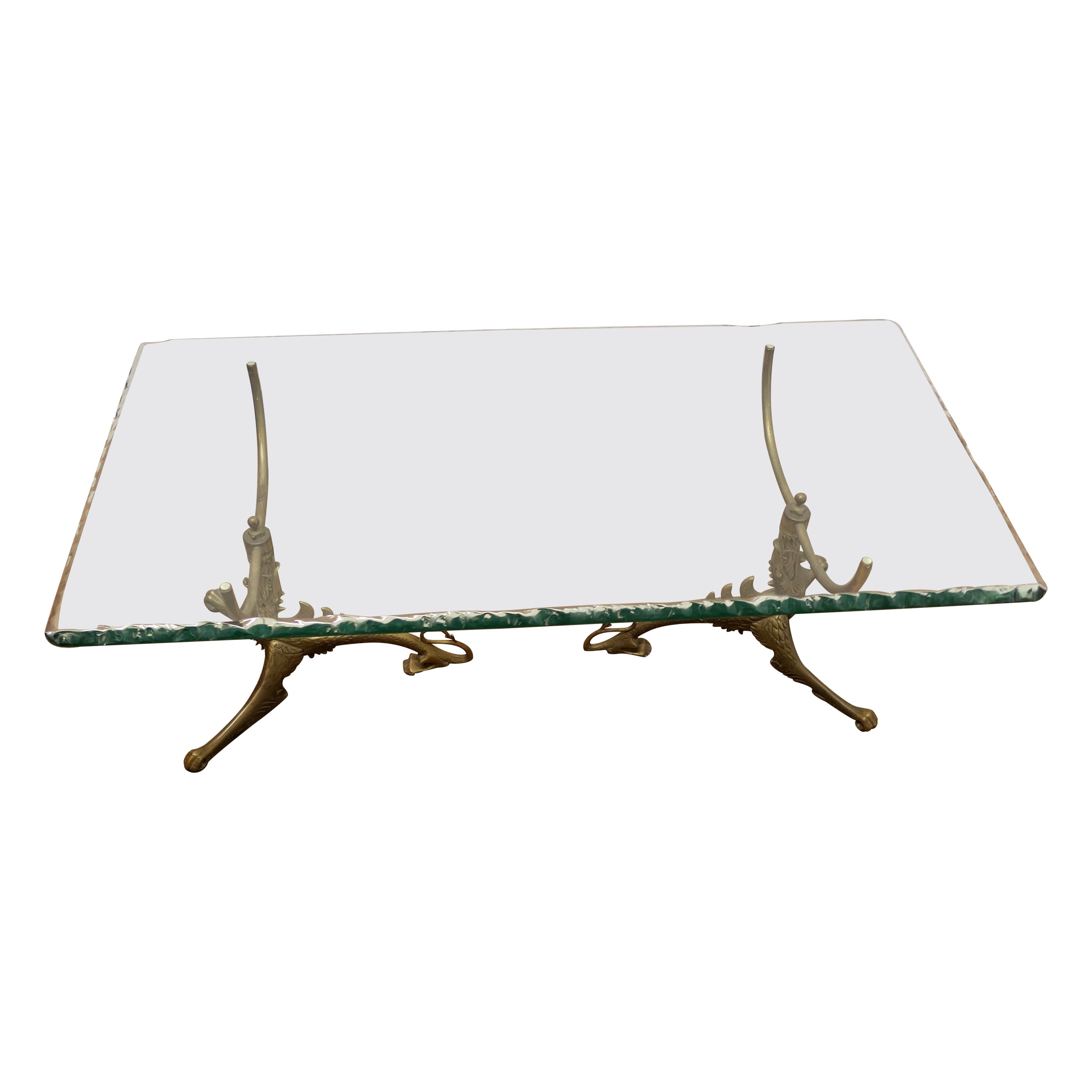 Superb Mid Century Brass and Glass Coffee Table    For Sale