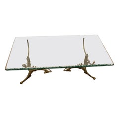 Superb Mid Century Brass and Glass Coffee Table