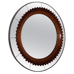Round Italian vintage wall mirror by Fratelli Marelli