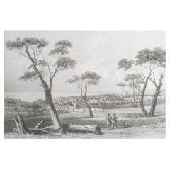 Gravure ancienne originale de Geelong, Australie, vers 1850