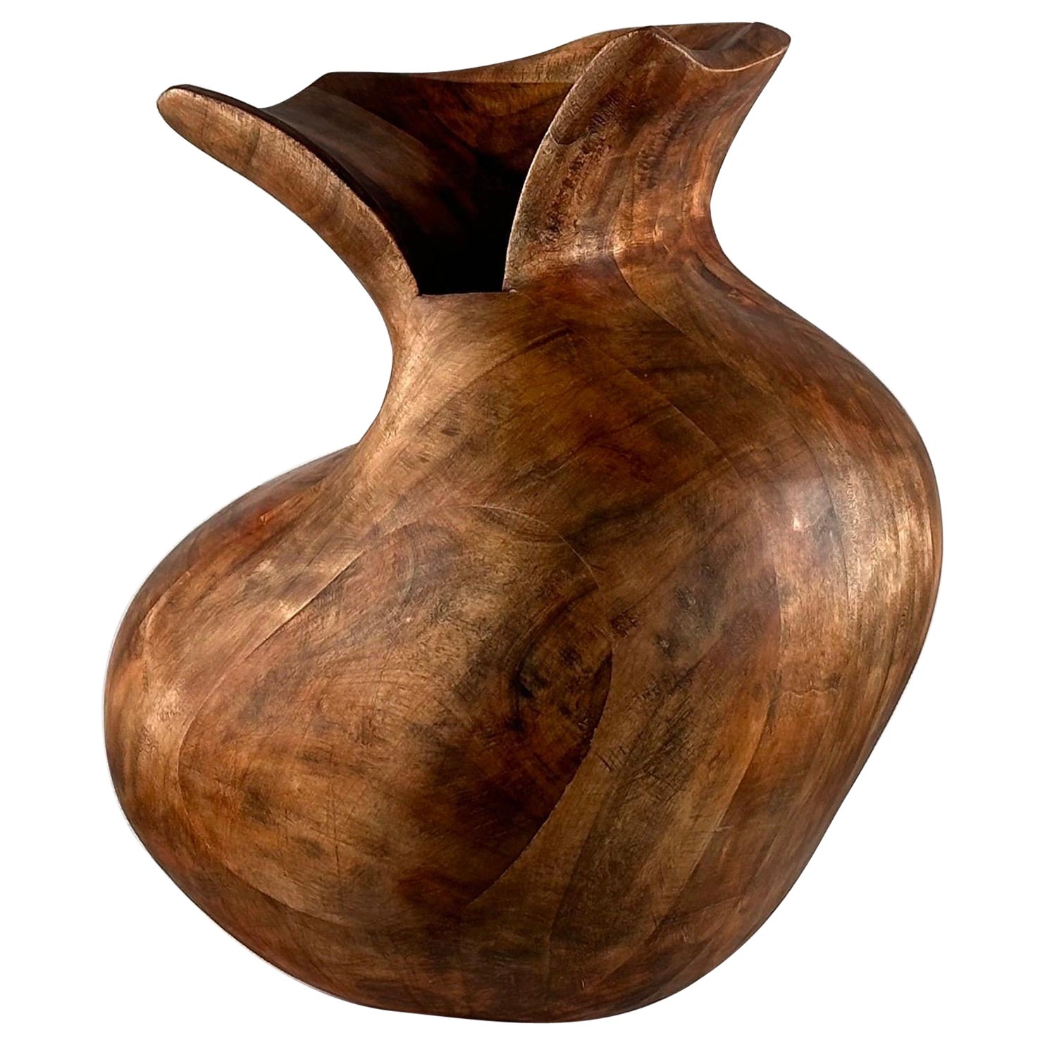 Phytomorphic Sculptural Wooden Vase, 1960, Italy For Sale