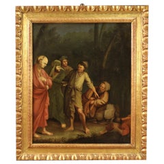 18th Century Oil on Canvas Italian Framed Painting Characters, 1780s
