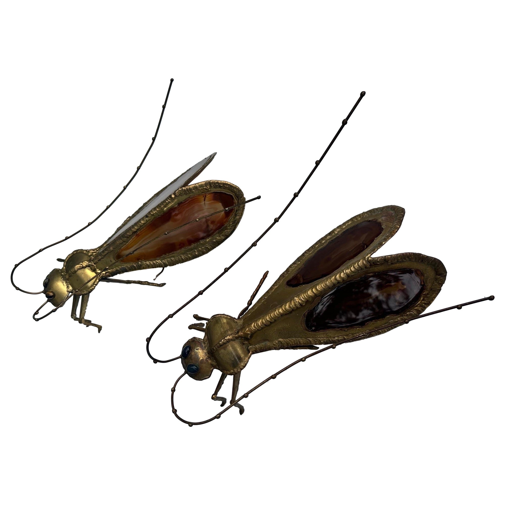 Paire d'appliques françaises Grasshopper par Henri Fernandez