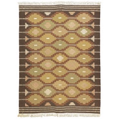 Vintage Scandinavian Rug Rollakan Brown Color Signed