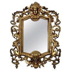 Antique 19th Century Napoleon III Mirror in Chiselled and Gilded Bronze 