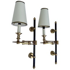 Pair of Maison Jansen  two Patina Retractable Sconces 3 pairs available