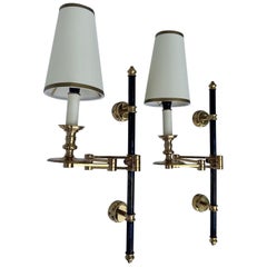 Pair of Maison Jansen  two Patina Retractable Sconces