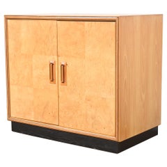 Milo Baughman Style Burl Wood Bar Cabinet by Henredon