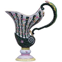 Herend Siang Noir Black Dynasty Water Pitcher with Lizard Handle, circa 1960