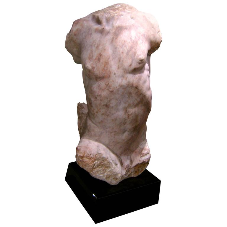 Classical Carved Stone Sculpture of a Male Torso For Sale at 1stdibs