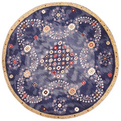 Nazmiyal Collection Vibrant Modern Swedish Inspired Round Blue Rug 9'10" x 9'10"