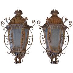 Vintage Wrought Iron Outdoor Wall Sconces