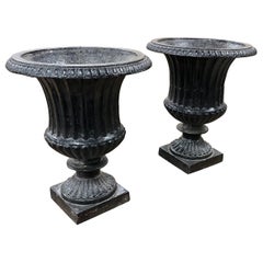 Pair of Used English Cast Iron Urns
