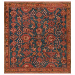 Antique Vibrant Floral Traditional Hand-Woven Wool Turkish Oushak 