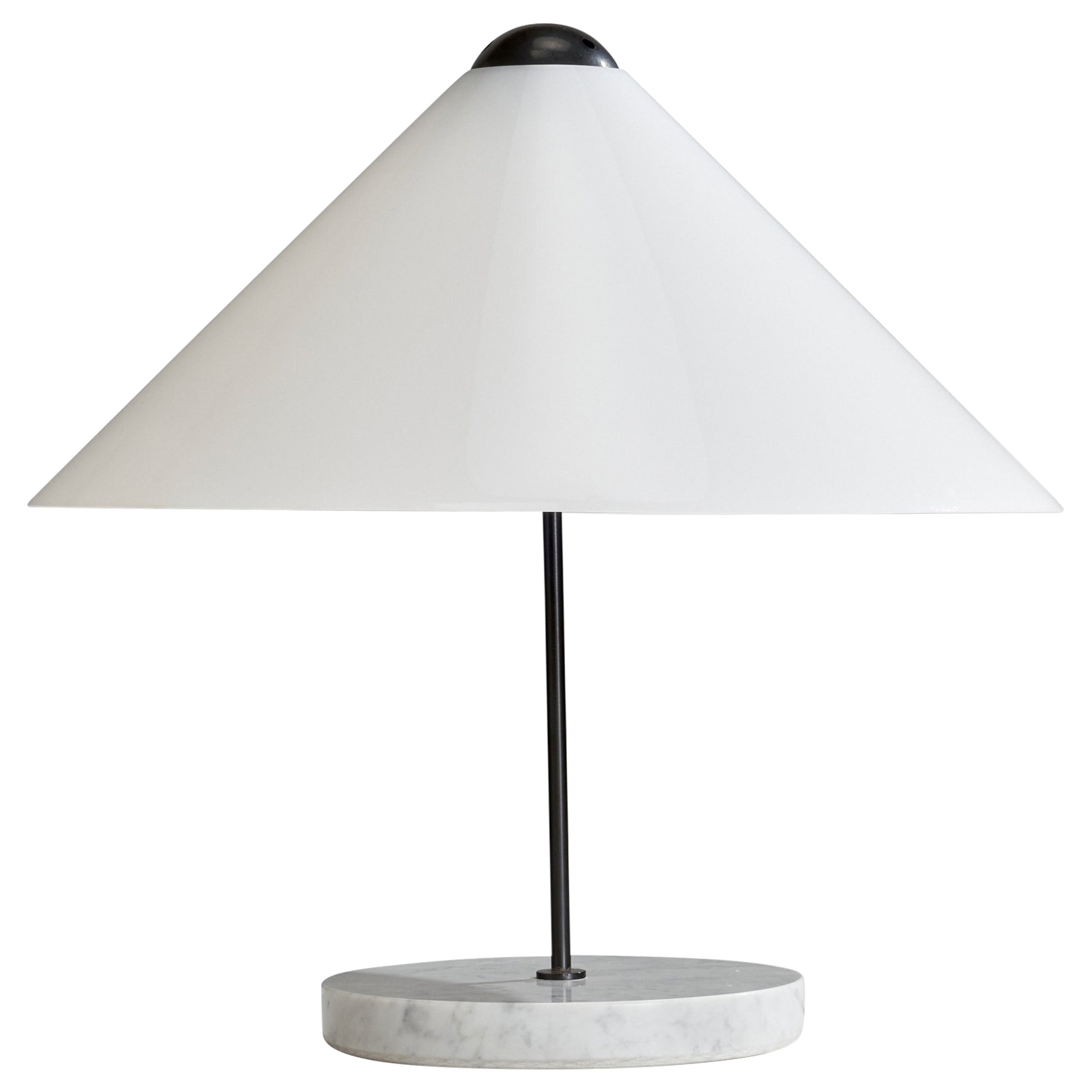 Vico Magistretti, "Snow" Table Lamp, Metal, Acrylic, Marble, Italy, 1973 For Sale