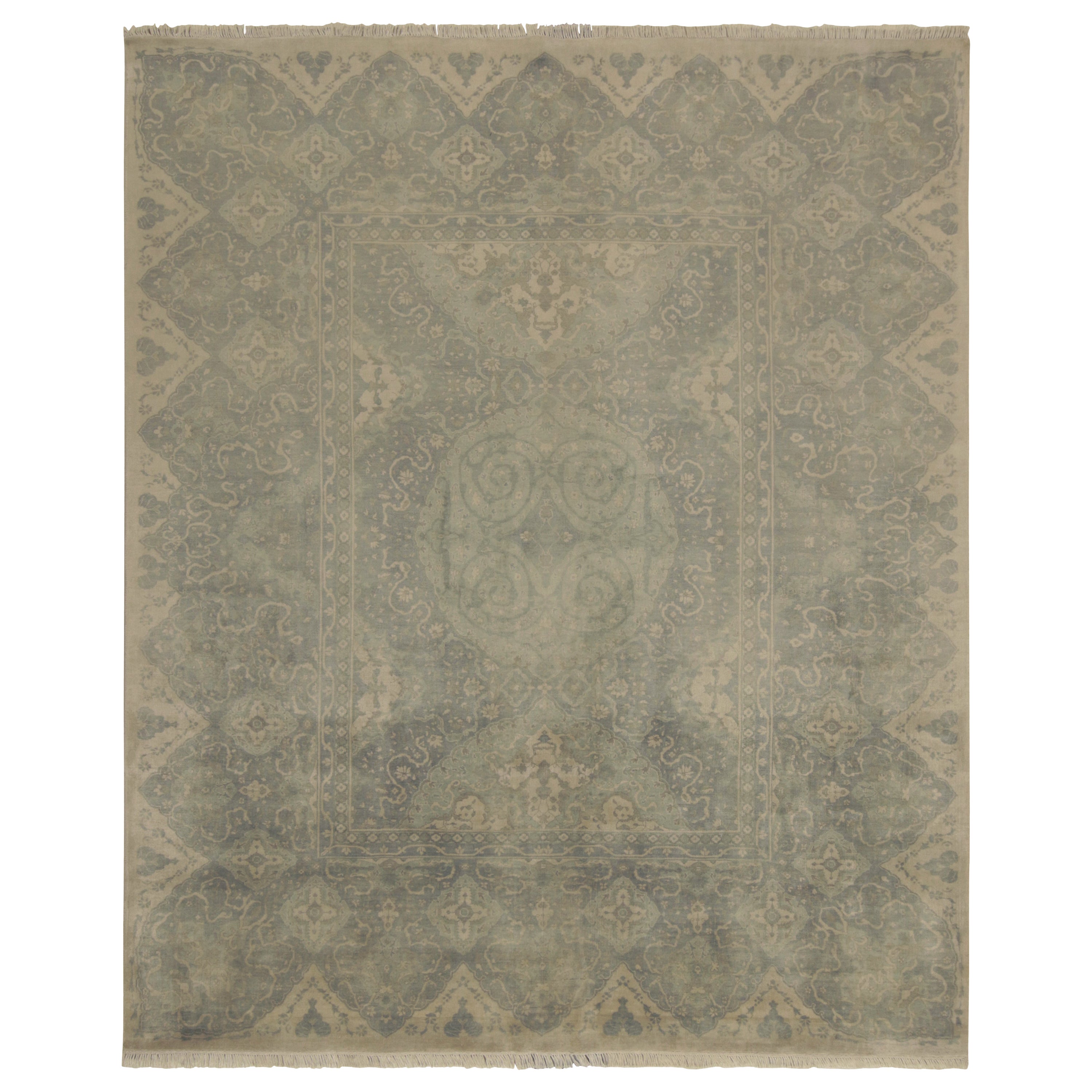 Rug & Kilim’s Classic Persian style rug with Blue and Ivory Floral Pattern