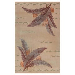 French Art Deco Pine-Cone Handmade Wool Rug