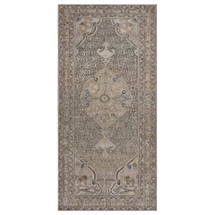 Traditional Antique Wool Grey-Blue Persian Malayer Rug
